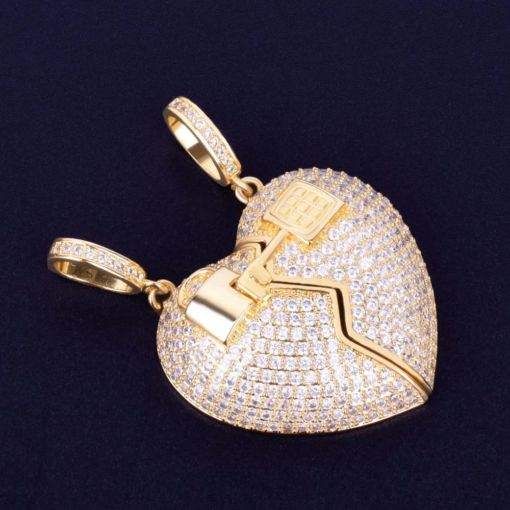 Men Key Lock Heart Pendant Rope Chain Necklace 